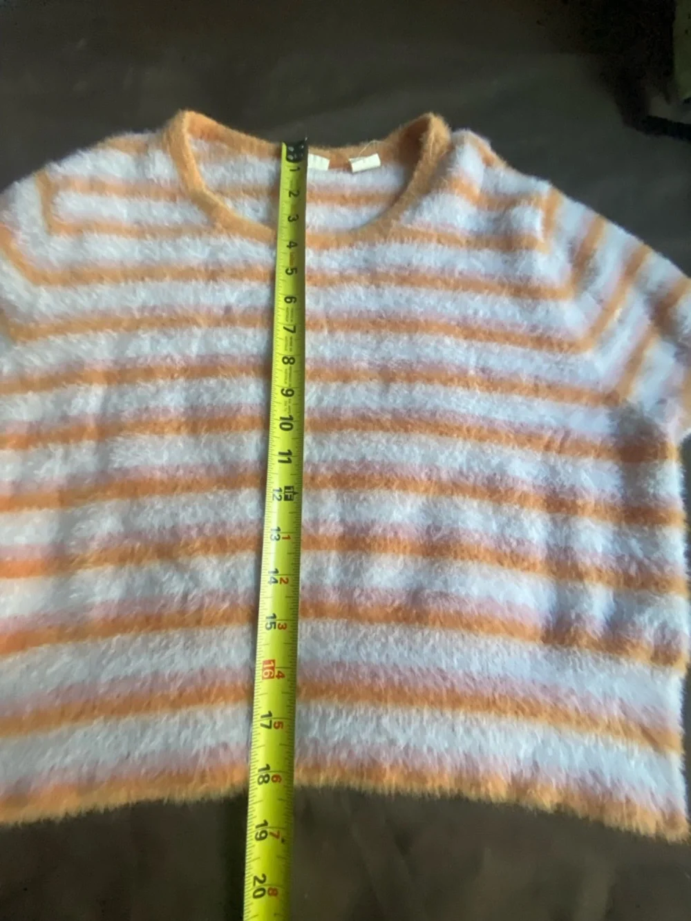 Levi's Fuzzy Short-Sleeve Striped Pullover in Orange and White - Picture 6 of 6